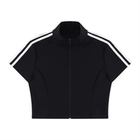 Packshot face du top zippé crop original femme noir