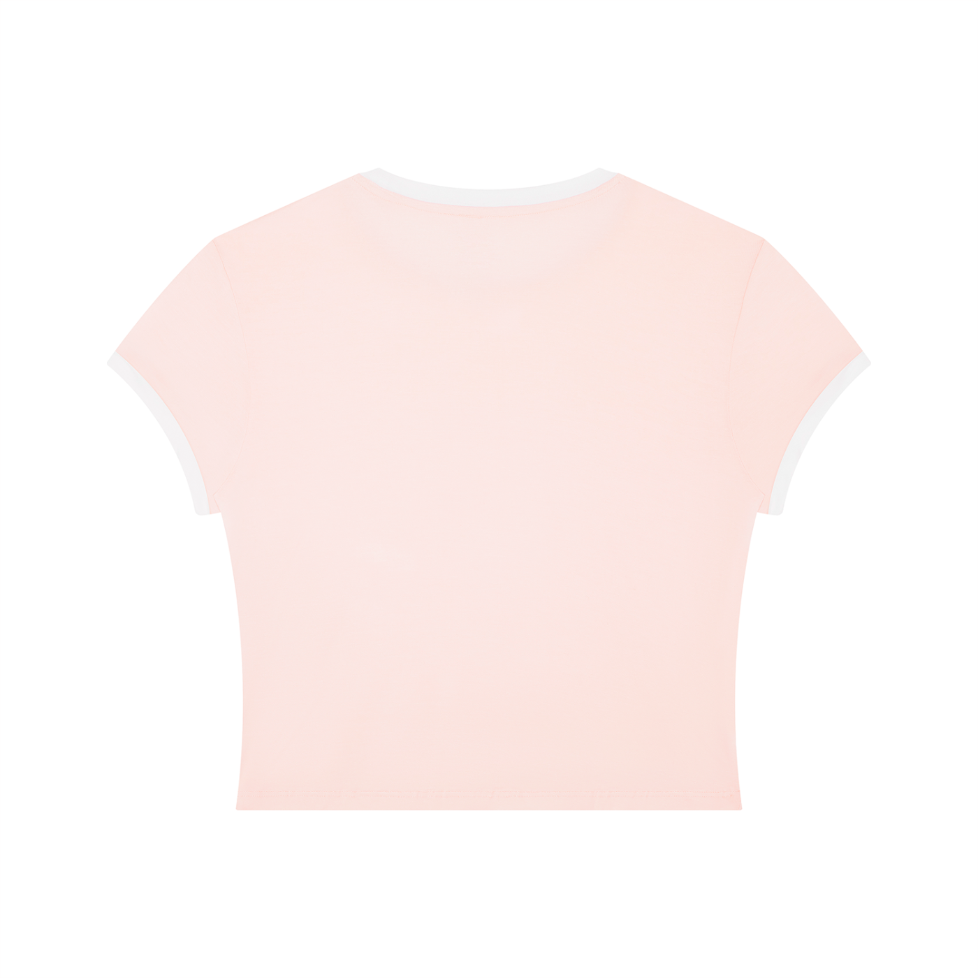 Packshot dos du t-shirt ringer original femme rose / blanc