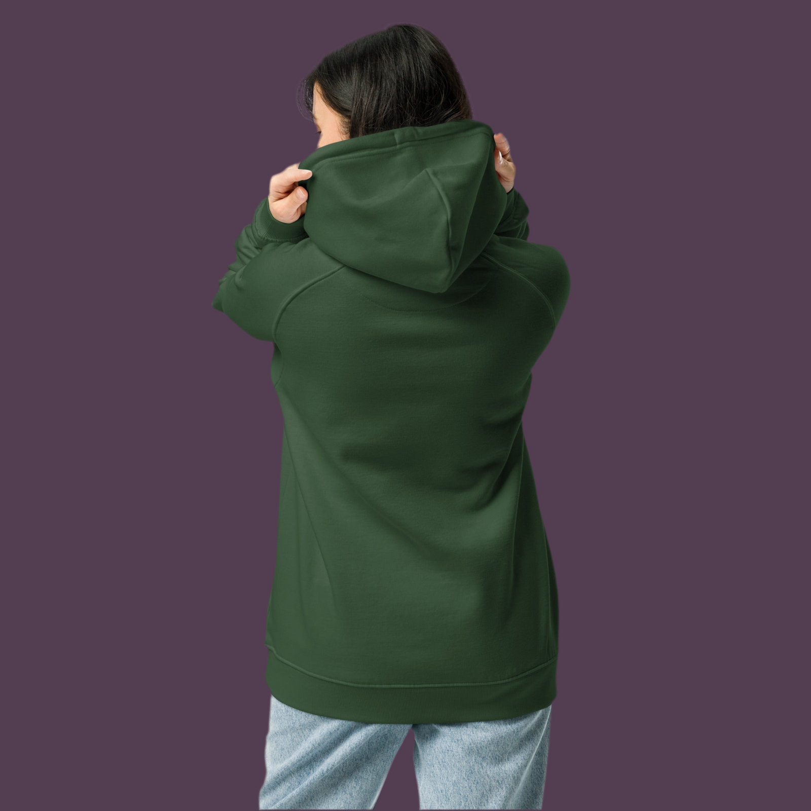 Pull belge original vu de dos avec capuche doublée en jersey – hoodie belge vert bouteille