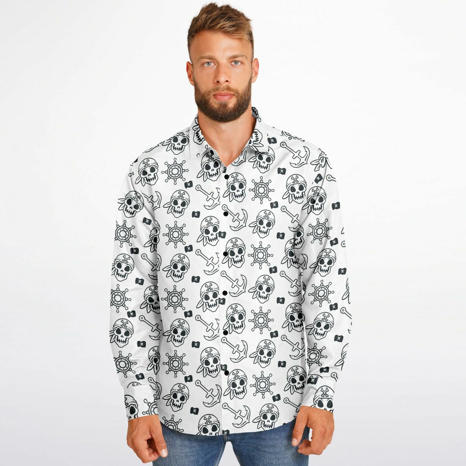 Chemise Homme blanche style pirate - Manches Longues