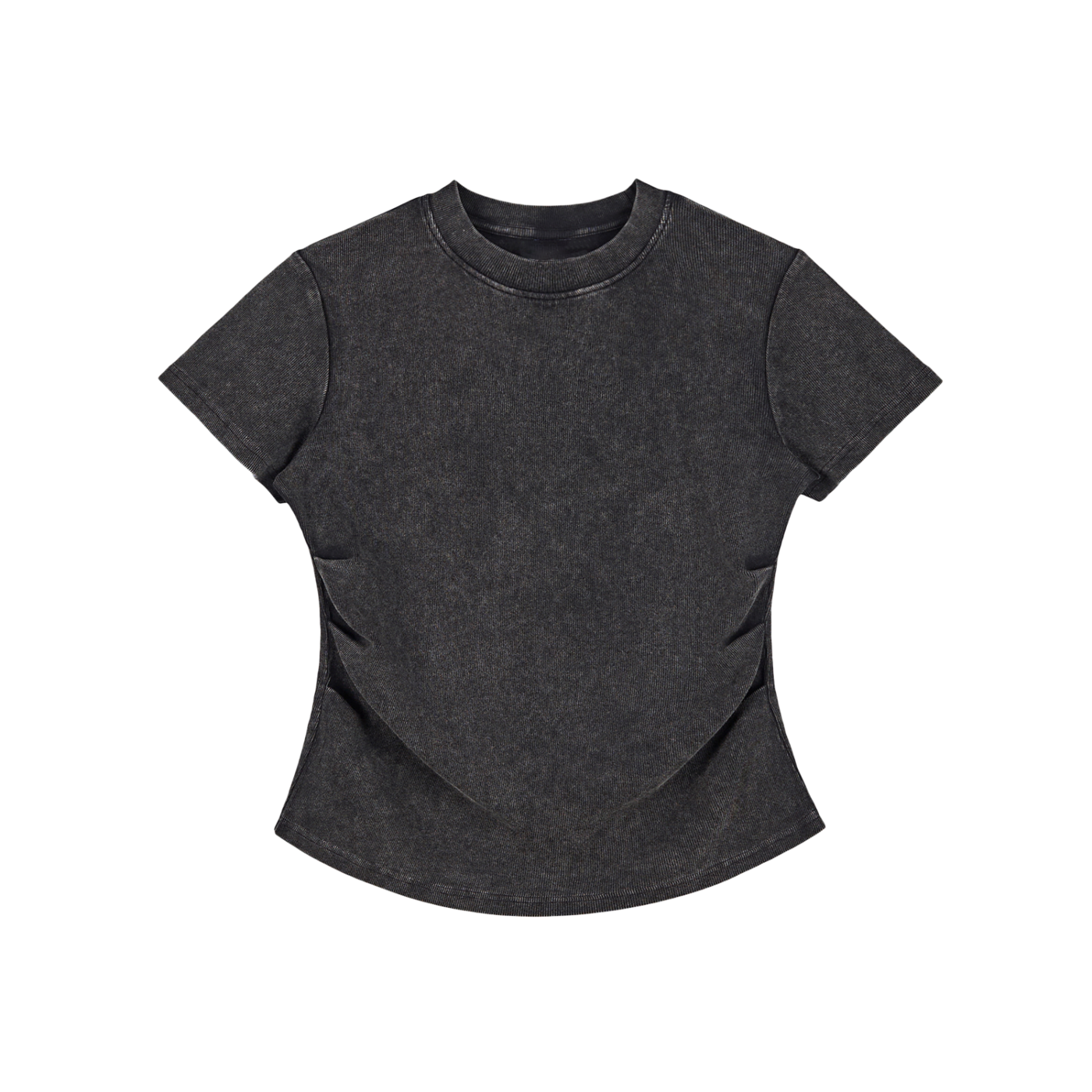 Packshot face du t-shirt ajusté délavé original femme noir délavé