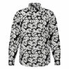 CHEMISE HOMME originale fleurs blanches sur fond noir MANCHES LONGUES