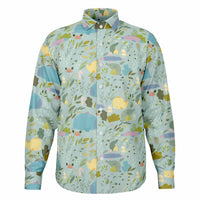 Chemise Homme vert clair à fleurs - Manches Longues