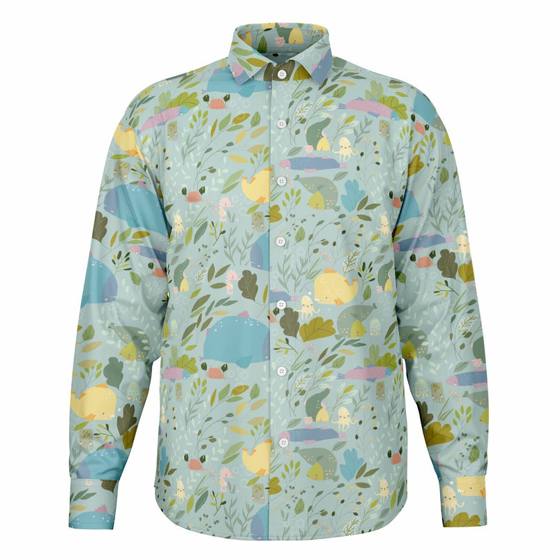 Chemise Homme vert clair à fleurs - Manches Longues