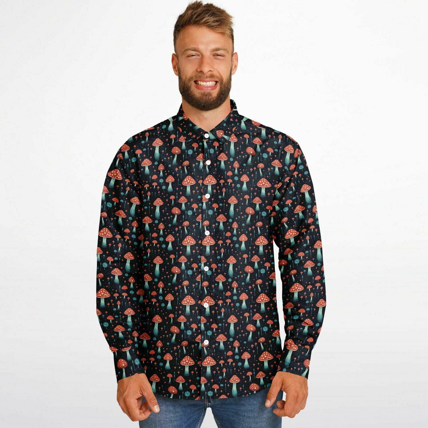 chemise décontractée homme motif champignon
