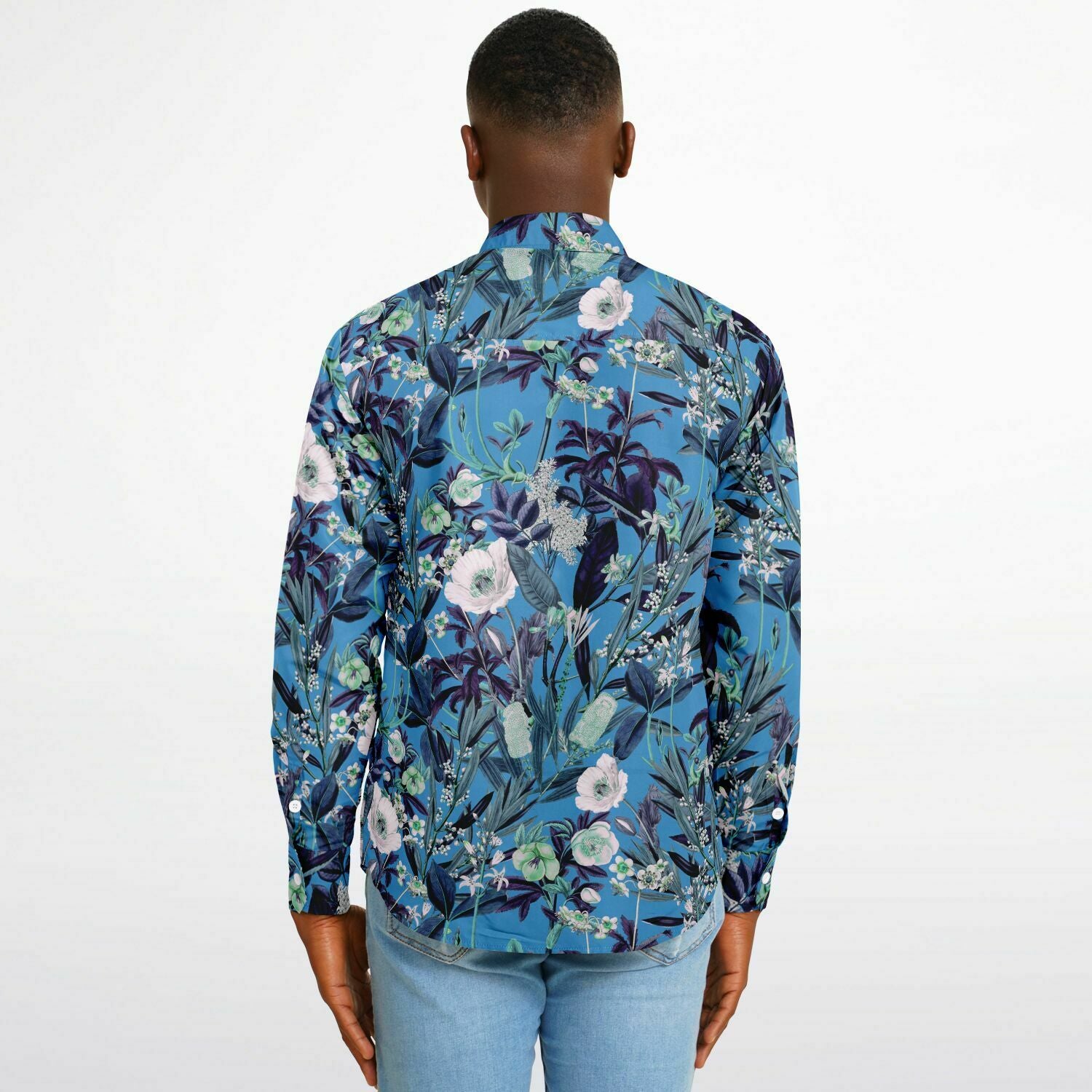 chemise homme printemps bleue à fleurs