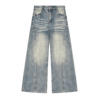 Jean wide leg femme original bleu jean délavé vintage, vue de face