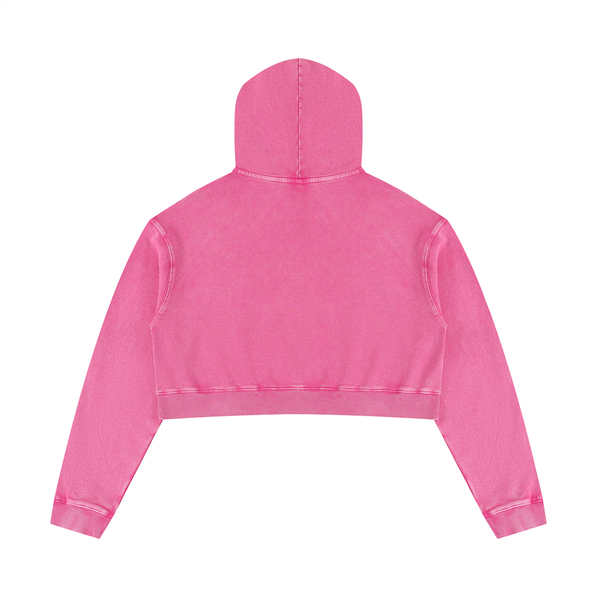 Dos du hoodie crop top femme effet minéral fuchsia