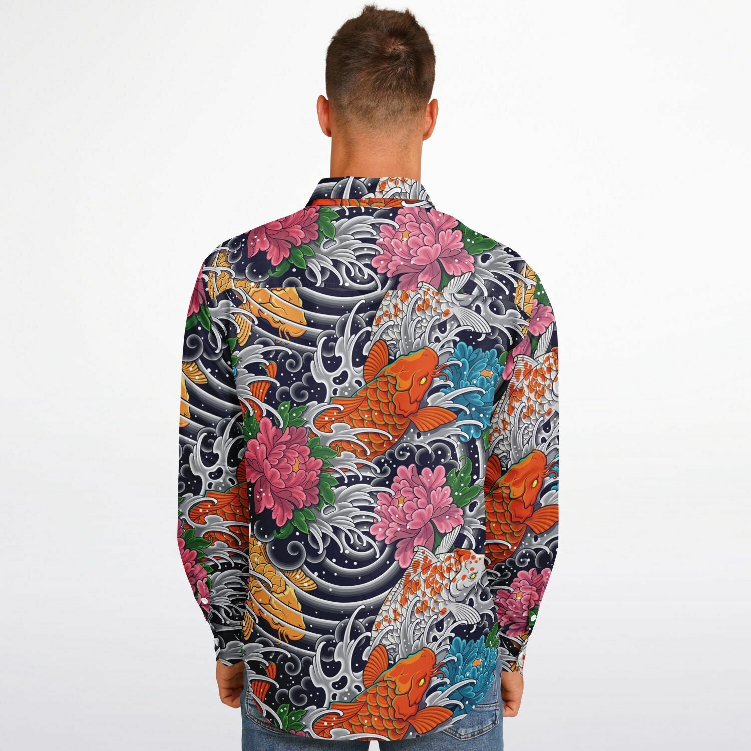 chemise élégante pour homme motifs carpes koï