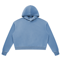 Hoodie femme délavé vintage bleu clair, vue de face