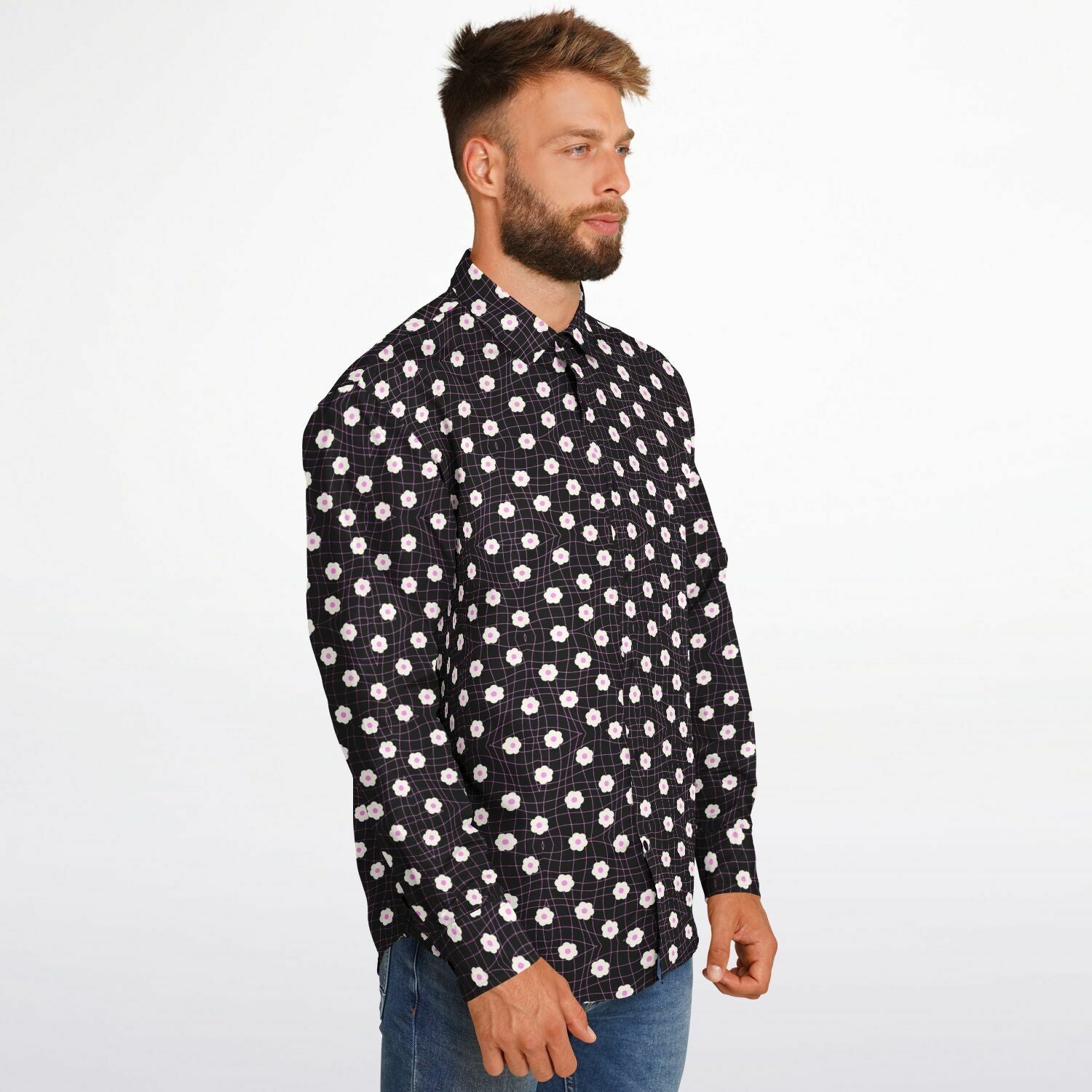 chemise noire aux motifs floraux pour homme