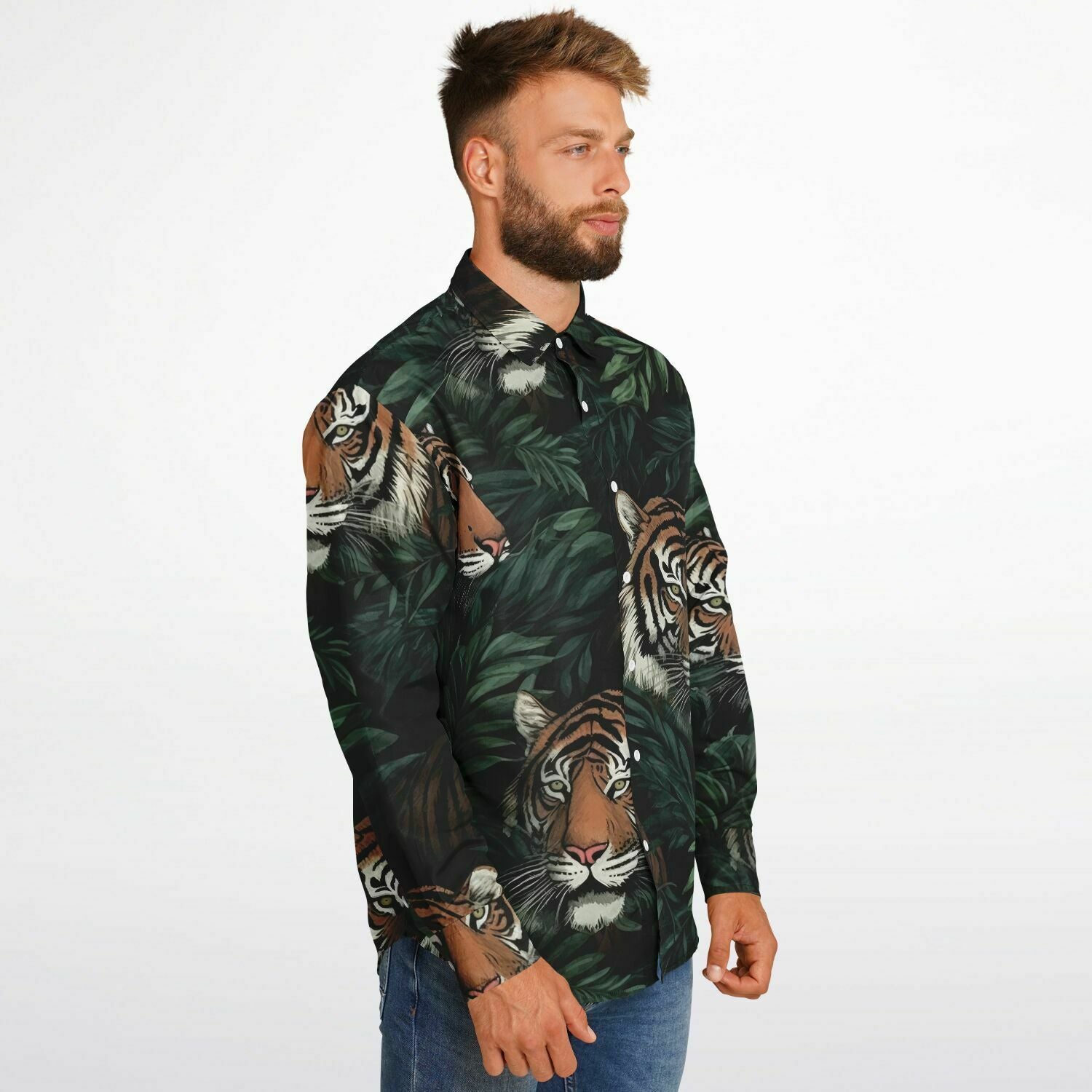 chemise tendance homme tigre en savane