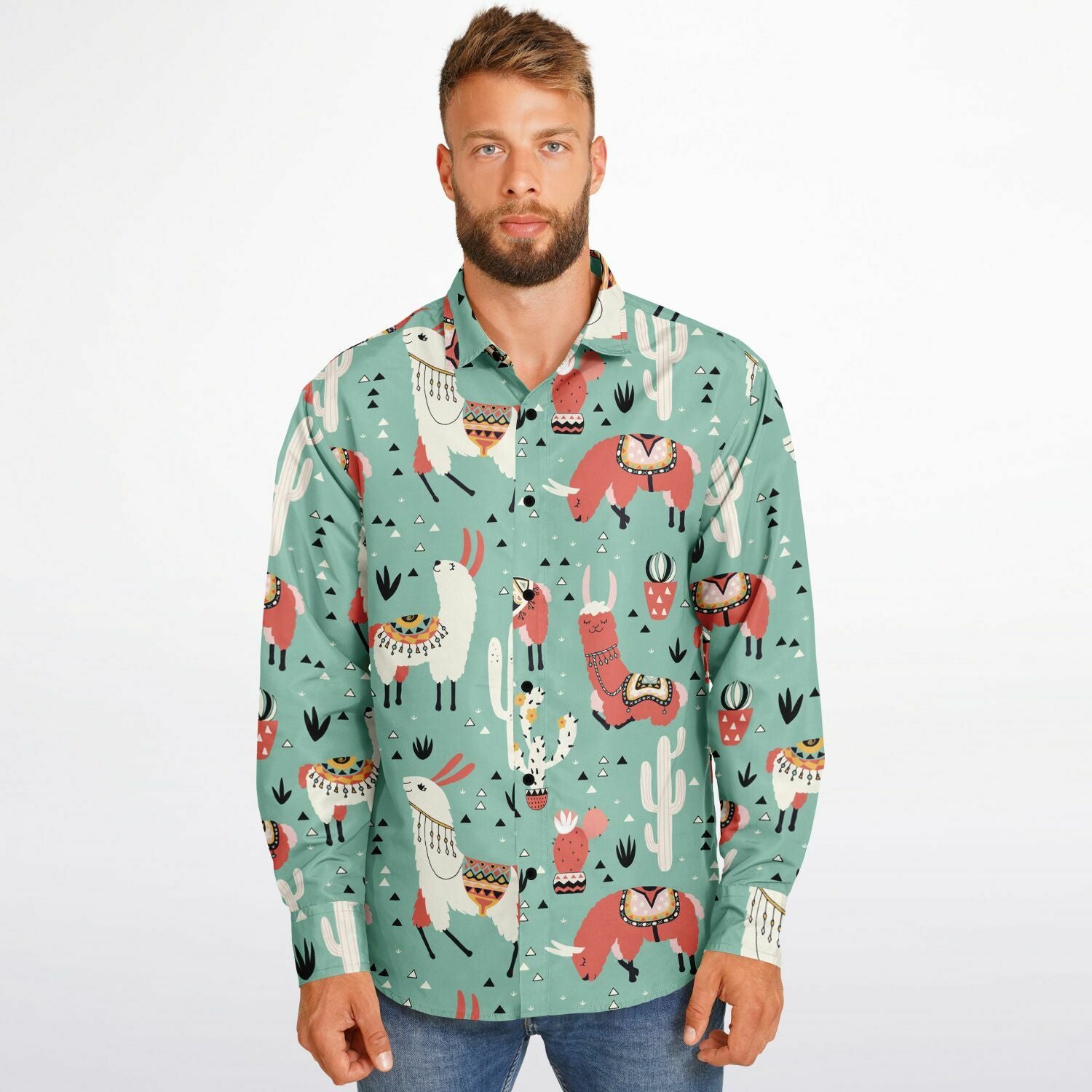 homme portant chemise esprit lama manches longues