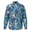 vêtement masculin chemise bleue fleurs