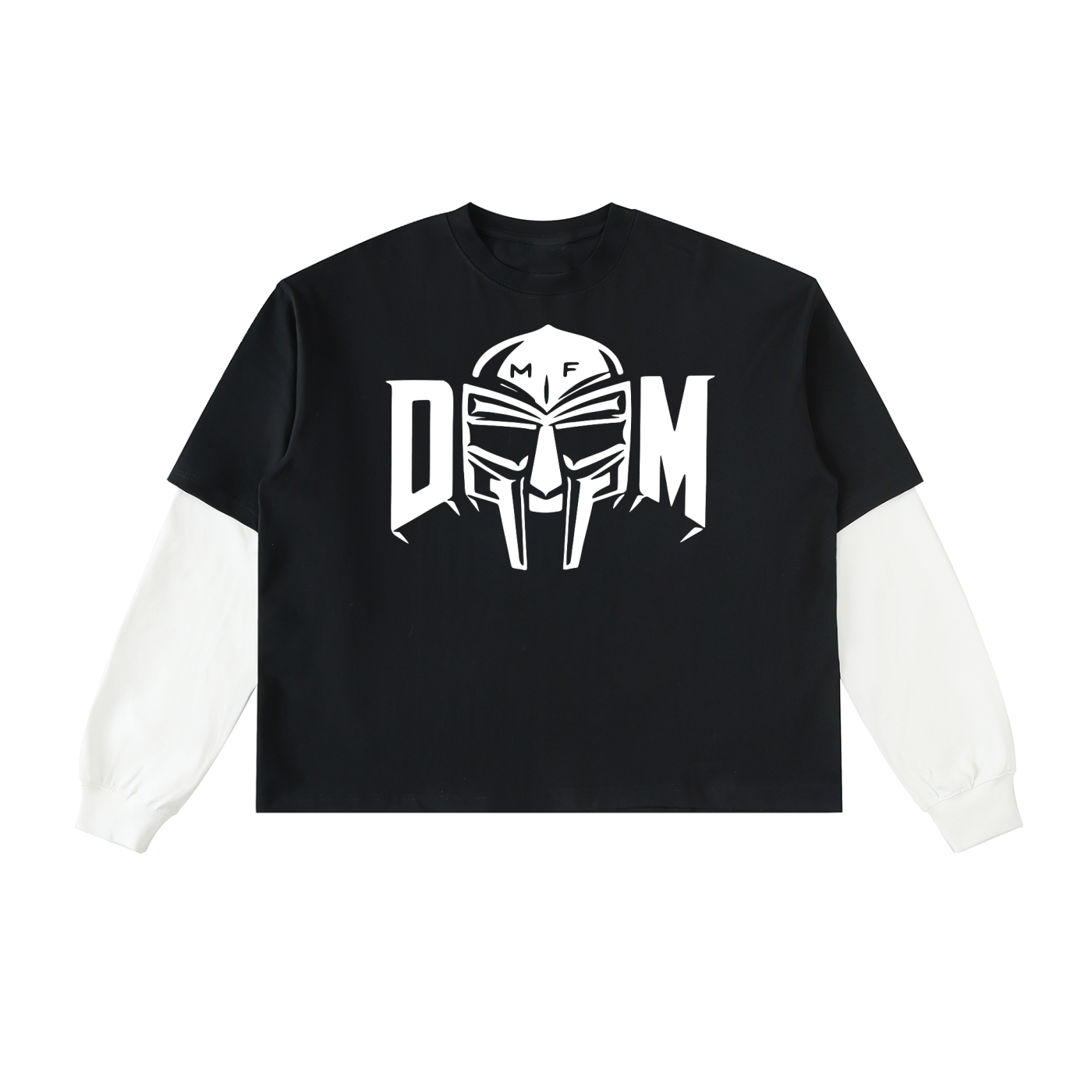 Layered Contrast Sleeve Cotton T-Shirt