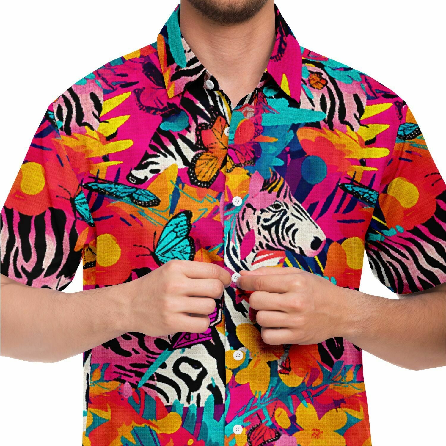 chemise casual homme tropical manches courtes