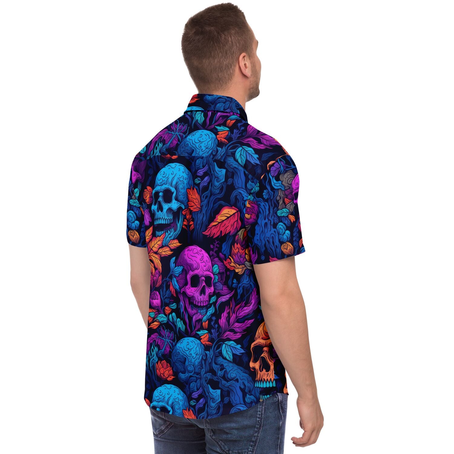 mode homme chemise têtes de mort fluo