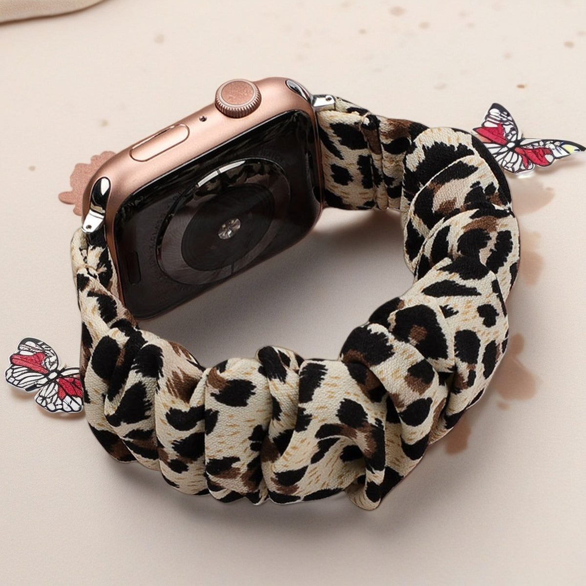 Bracelet Apple Watch chouchou scrunchie, coloris blanc et rouge