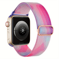 Bracelet Apple Watch en nylon motif peinture, coloris rose et violet
