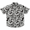 CHEMISE HOMME originale fleurs blanches sur fond noir - MANCHES COURTES