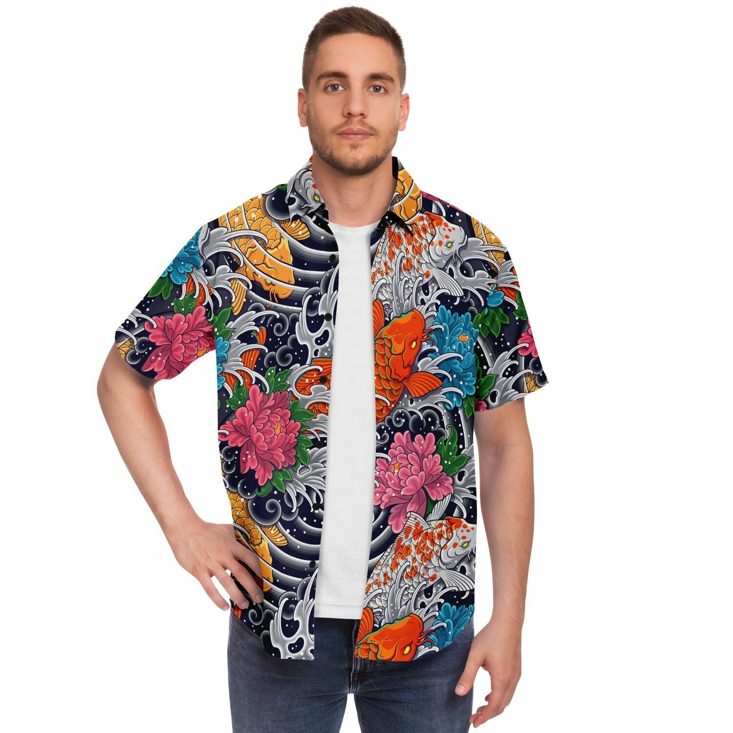 chemise courte homme motifs japonais