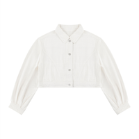 Packshot face de la veste en jean crop original femme blanc
