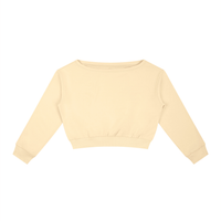 Sweat épaules dénudées femme crop top jaune beurre, vue de face