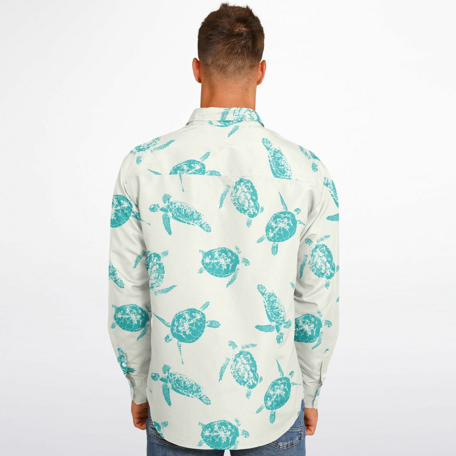 chemise homme motif tortue blanche