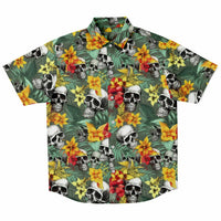Chemise homme manches courtes - Têtes de morts - Fleurs