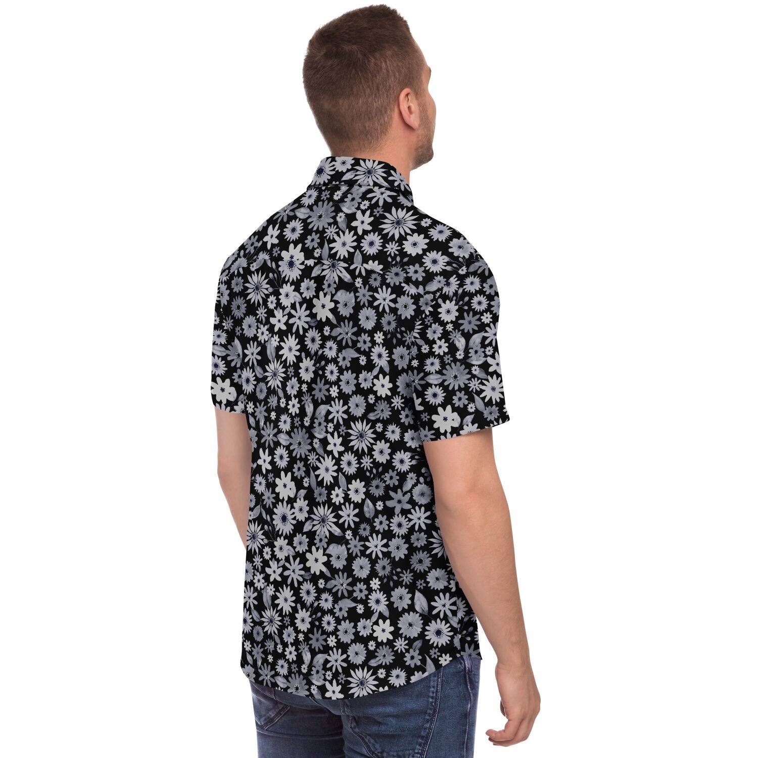Chemise homme manches courtes à fleurs
