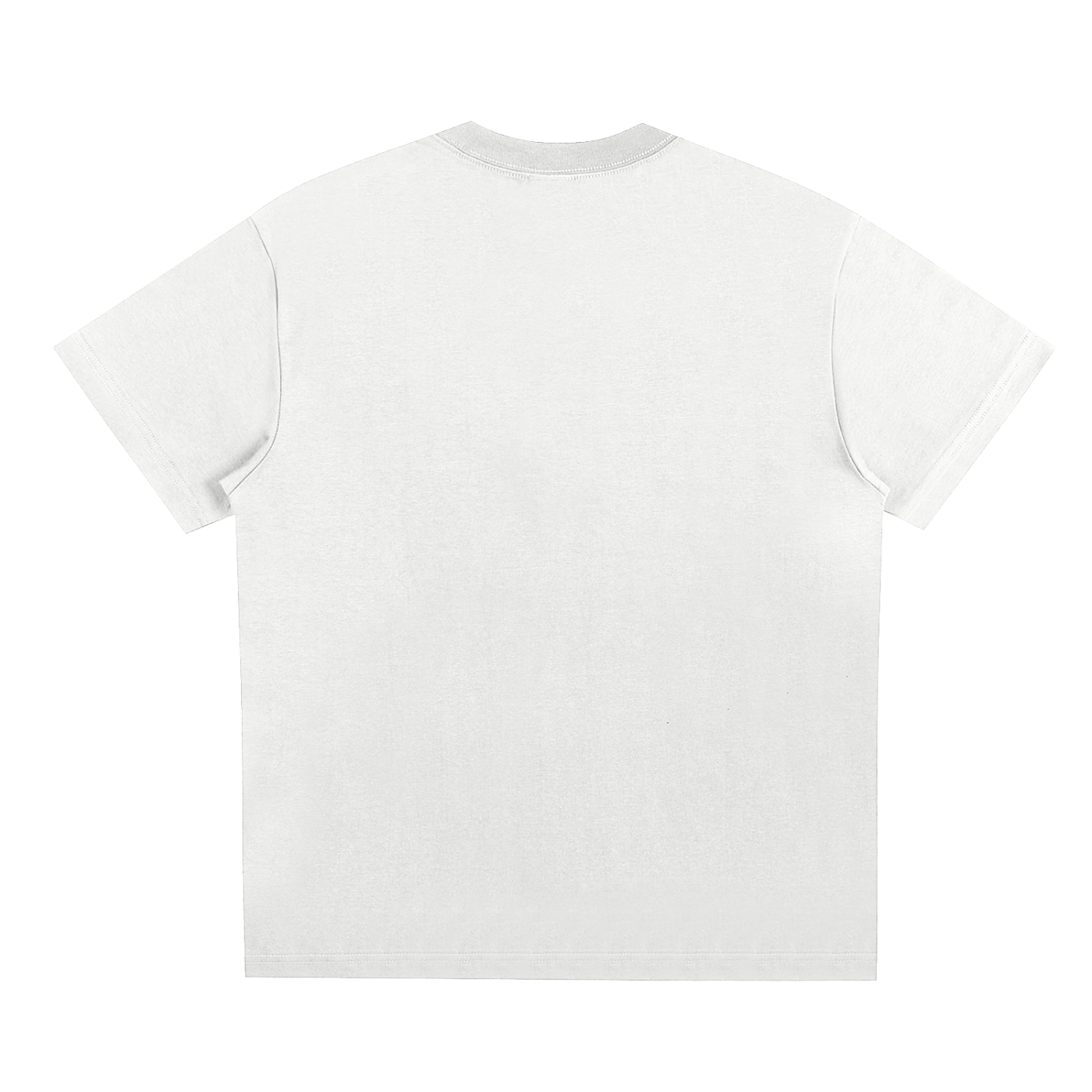 T-shirt oversized smiley en blanc vu de dos - col rond côtelé et coupe ample unisexe