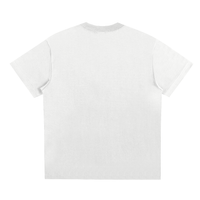 T-shirt oversized smiley en blanc vu de dos - col rond côtelé et coupe ample unisexe