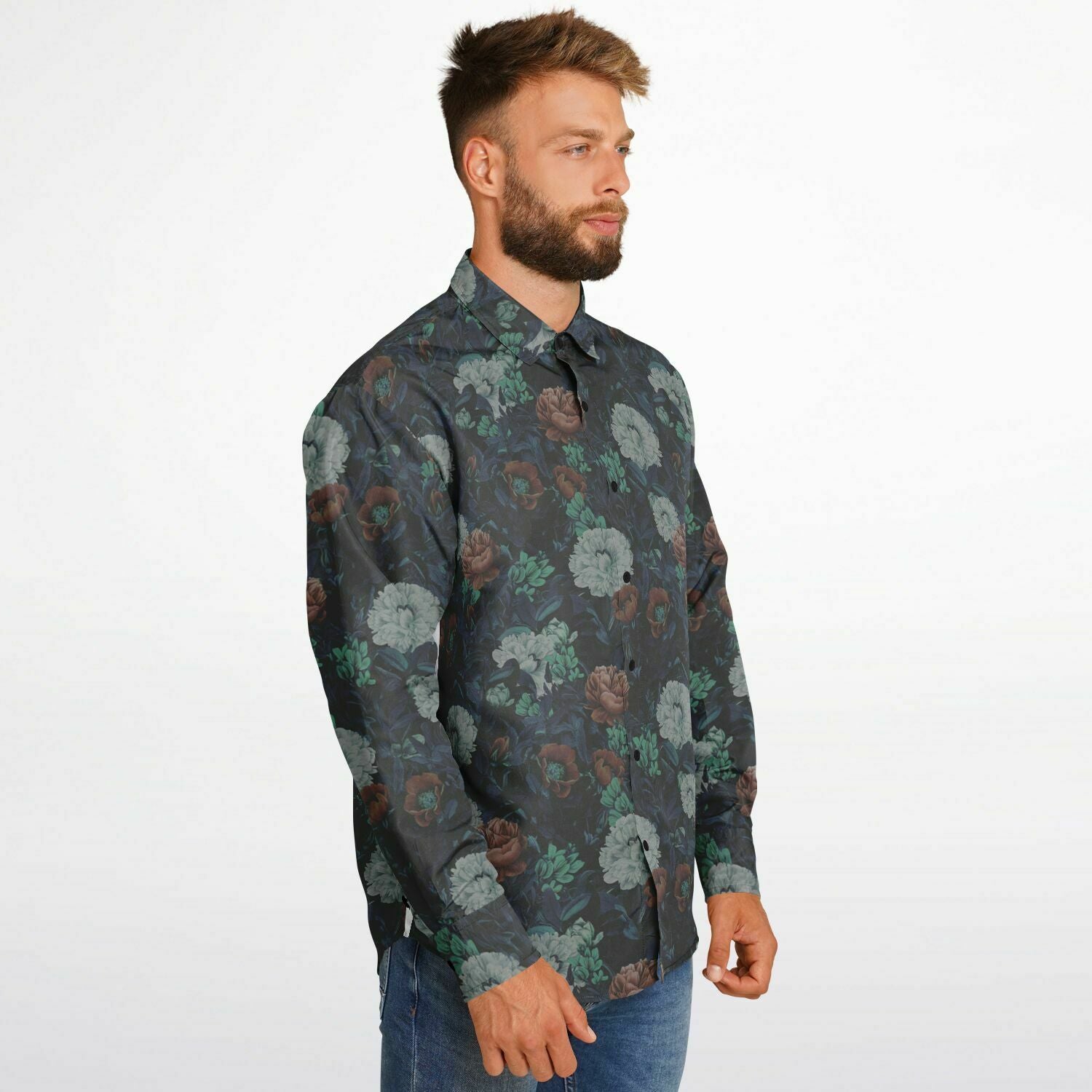 vêtement homme chemise manches longues imprimé fleurs