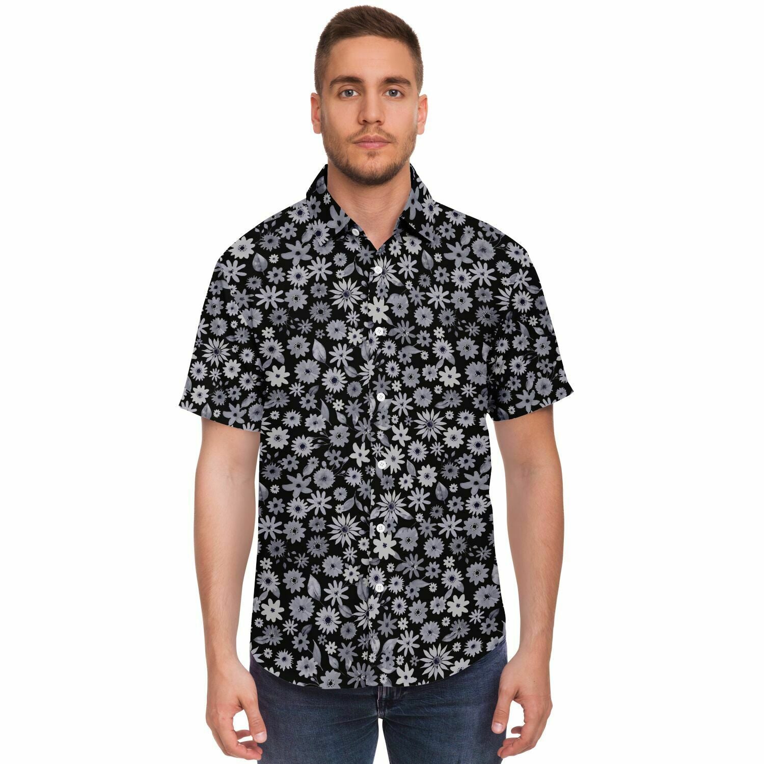 chemise hibiscus homme manches courtes