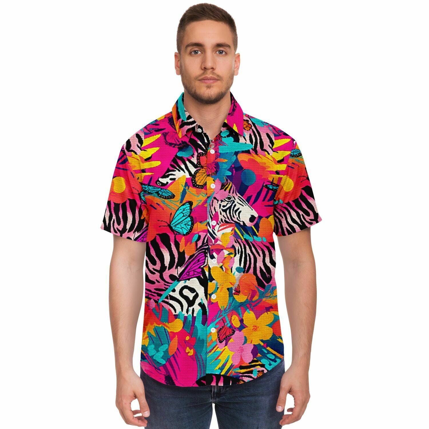 chemise homme été originale tropicale manches courtes