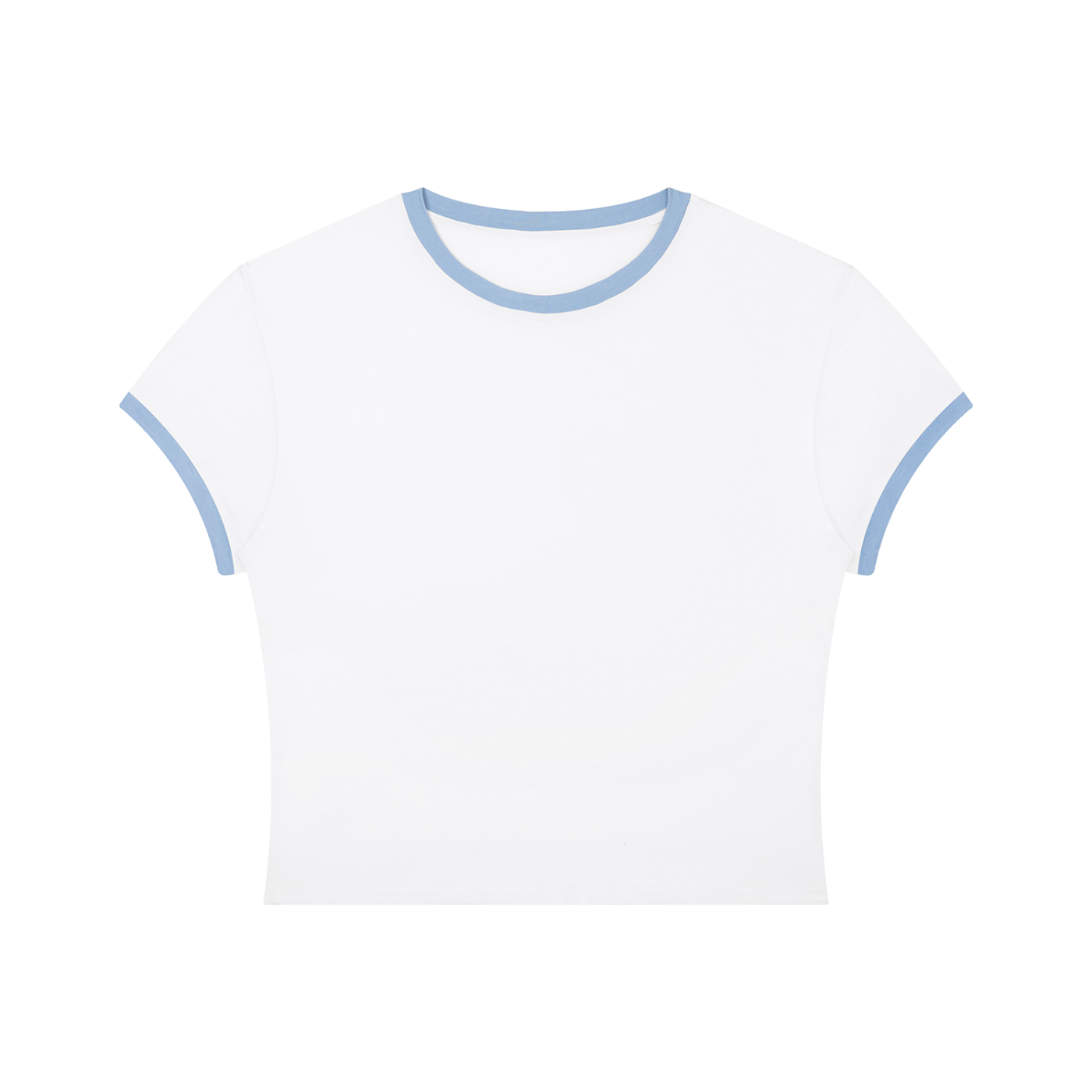 Packshot face du t-shirt ringer original femme blanc / bleu