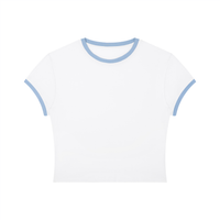 Packshot face du t-shirt ringer original femme blanc / bleu