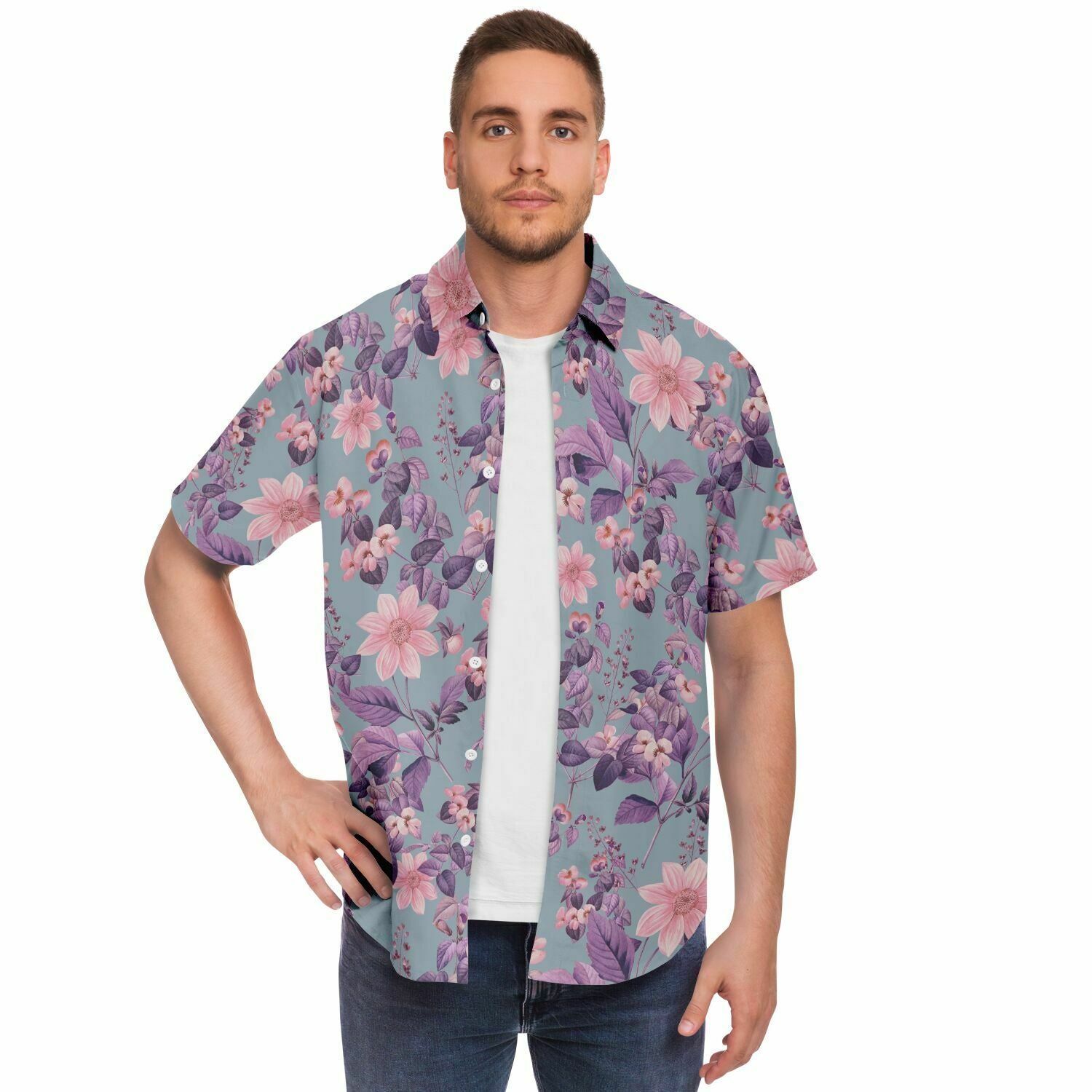 chemise à manches courtes fleurs