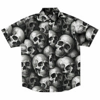 Chemise homme manches courtes - Têtes de morts noir et blanc