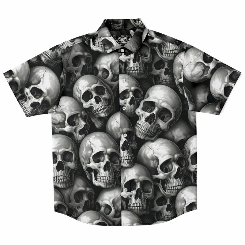 Chemise homme manches courtes - Têtes de morts noir et blanc