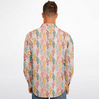 chemise à manches longues motif cactus rose pale