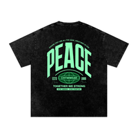 Dos du t-shirt oversized snow washed - grand lettrage PEACE vert menthe et globe CHTMWEAR