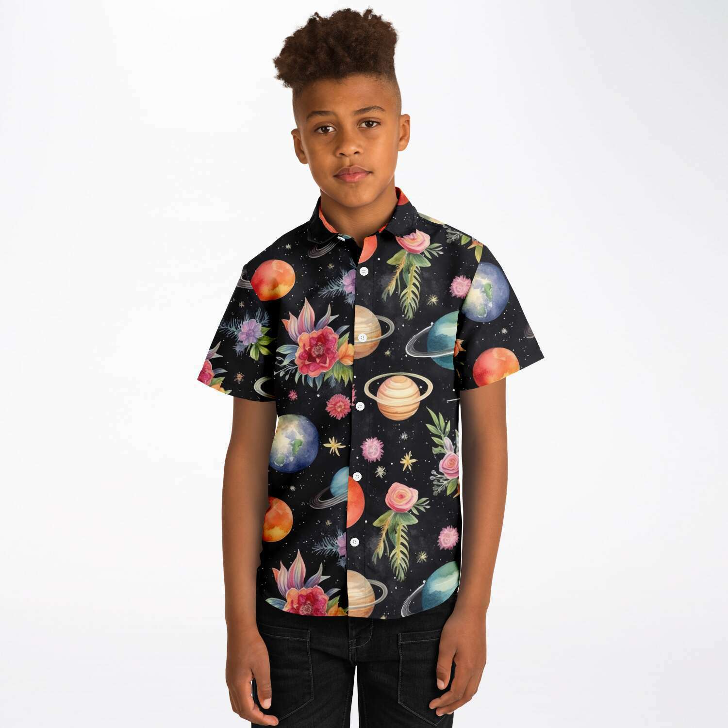 chemise colorée garçon motif cosmos