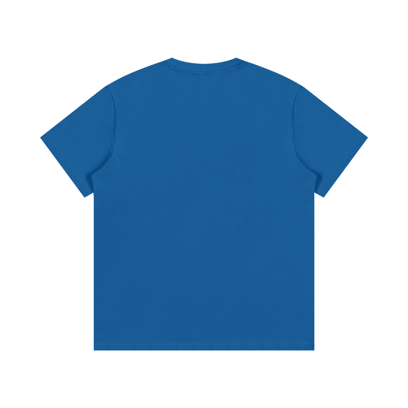 T-shirt en bleu vif vu de dos - dos uni sans imprimé, col rond et coupe droite