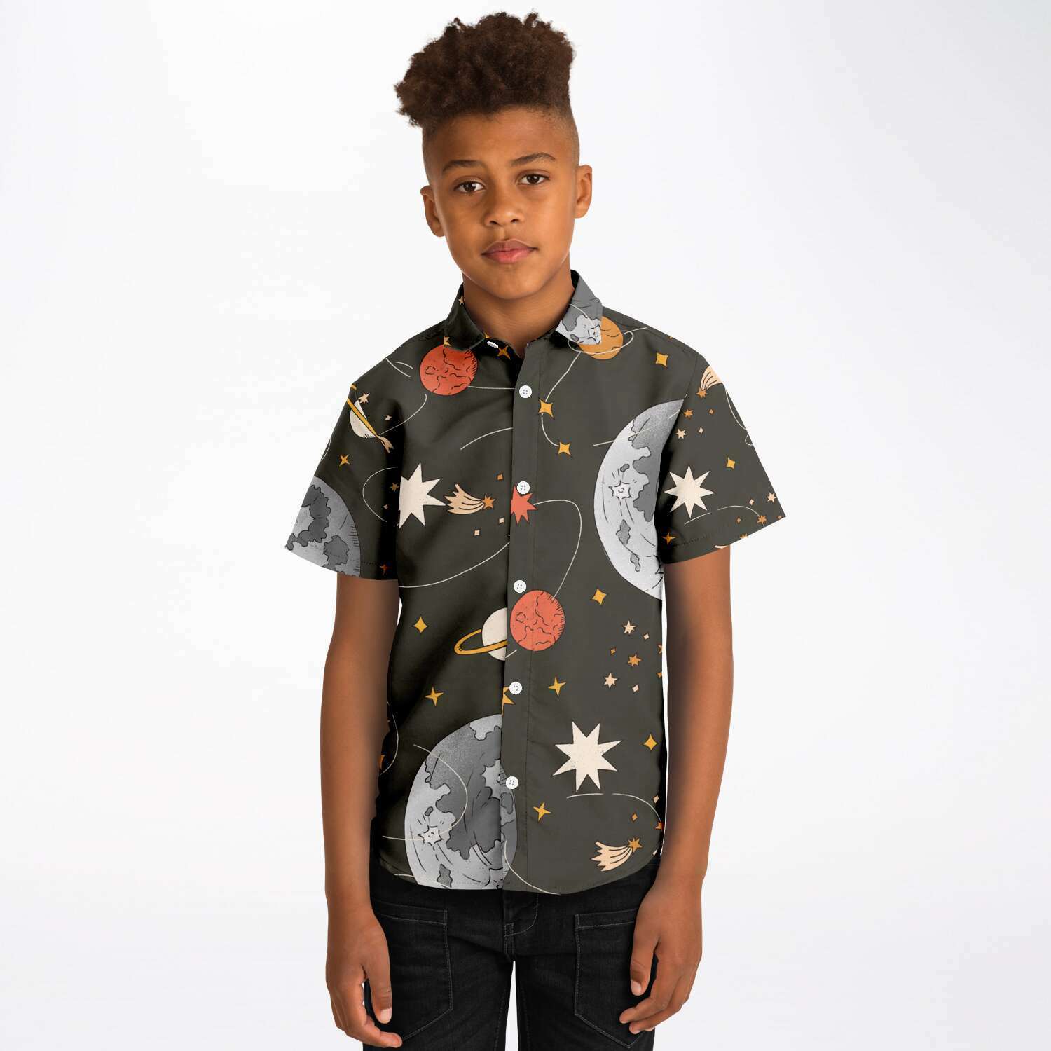 chemise courte garçon design spatial