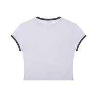 Packshot dos du t-shirt ringer original femme lilas / gris foncé