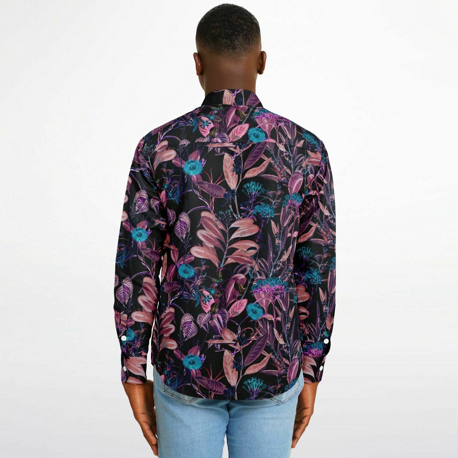 chemise homme style floral noir et bleu
