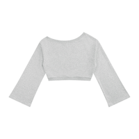 Dos du sweat crop top femme épaules dénudées manches évasées gris chiné