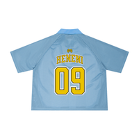 Maillot de foot Wesh Pélo Bleu Ciel & Blanc vue de dos, floquage HENENI 09 – packshot studio CHT'M