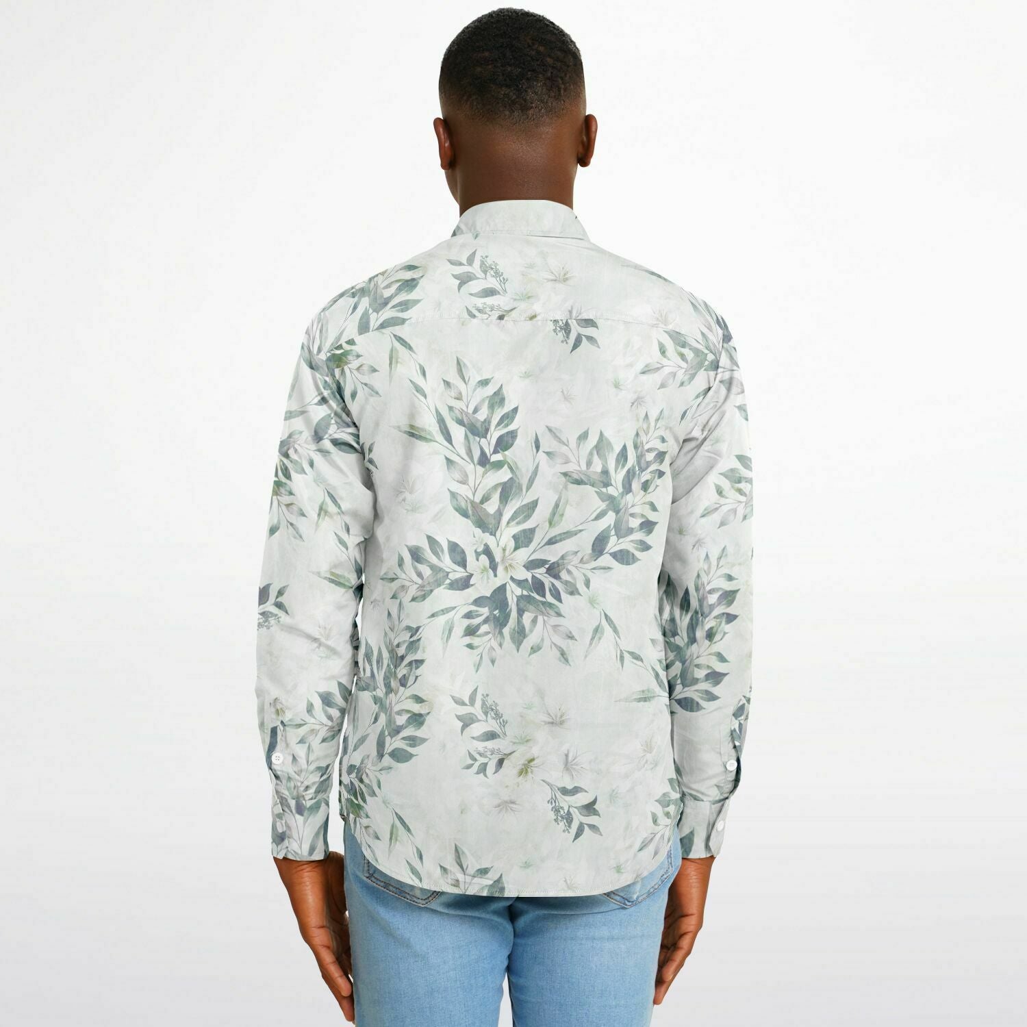 CHEMISE HOMME originale blanche  à fleurs - MANCHES LONGUES